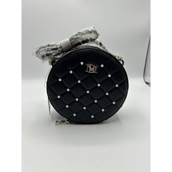 Badgley Mischka Black Diamond Quilted Crossbody w/ Pearls, Vegan Leather, NWT - Picture 1 of 4